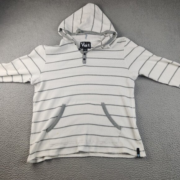 Vurt Hoodie Men's Extra Large Y2K Striped White Gray Hooded Sweatshirt Skater - Picture 2 of 12
